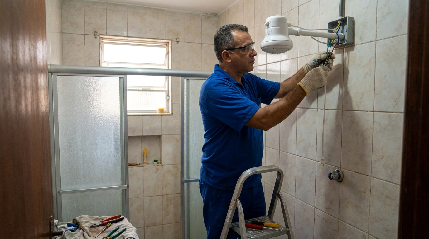 Substituição de Chuveiro Antigo em Fortaleza‑CE